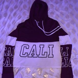 Crop Long Sleeve Hooded Shirt